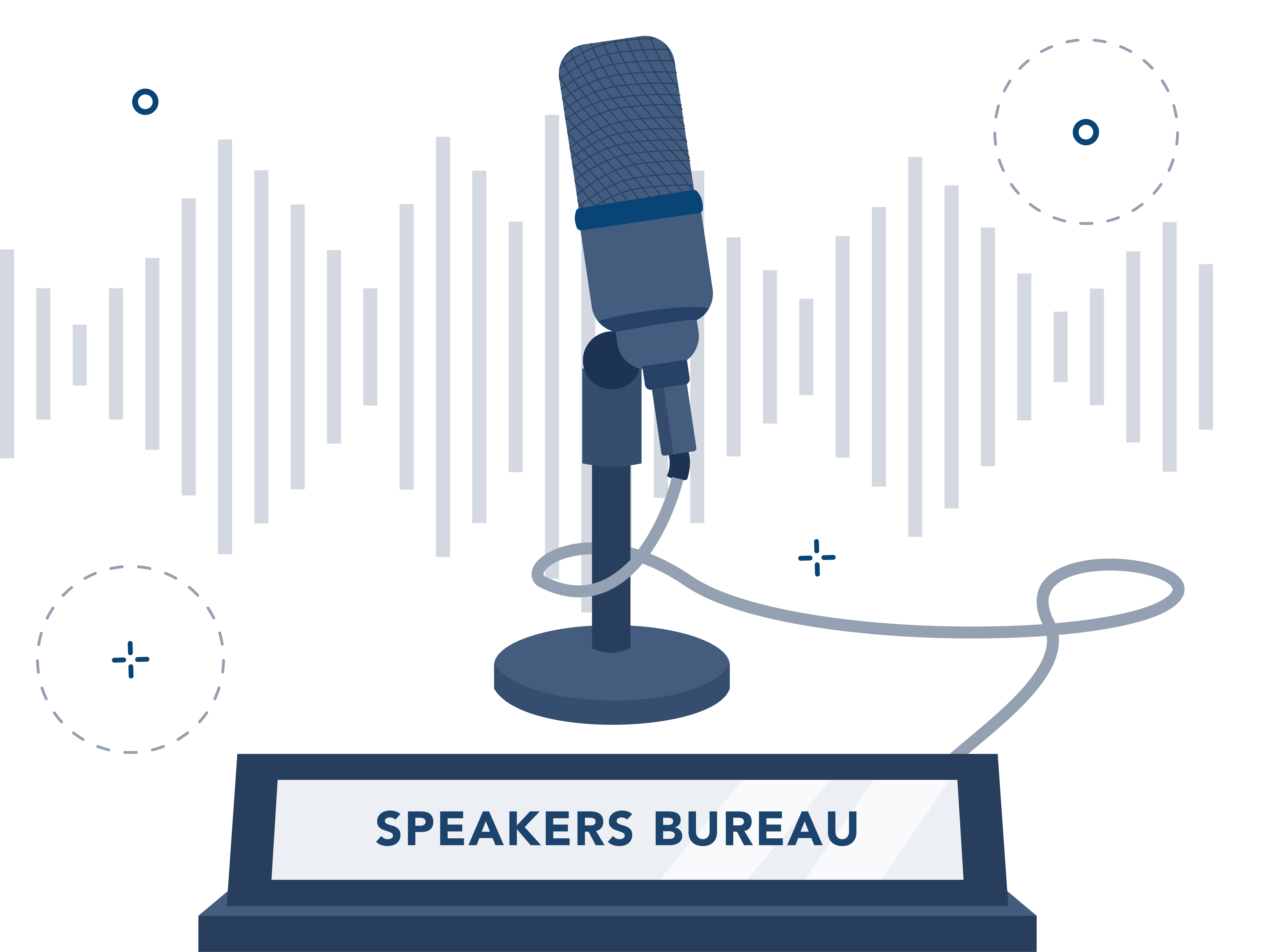 speakers bureau graphic with microphone